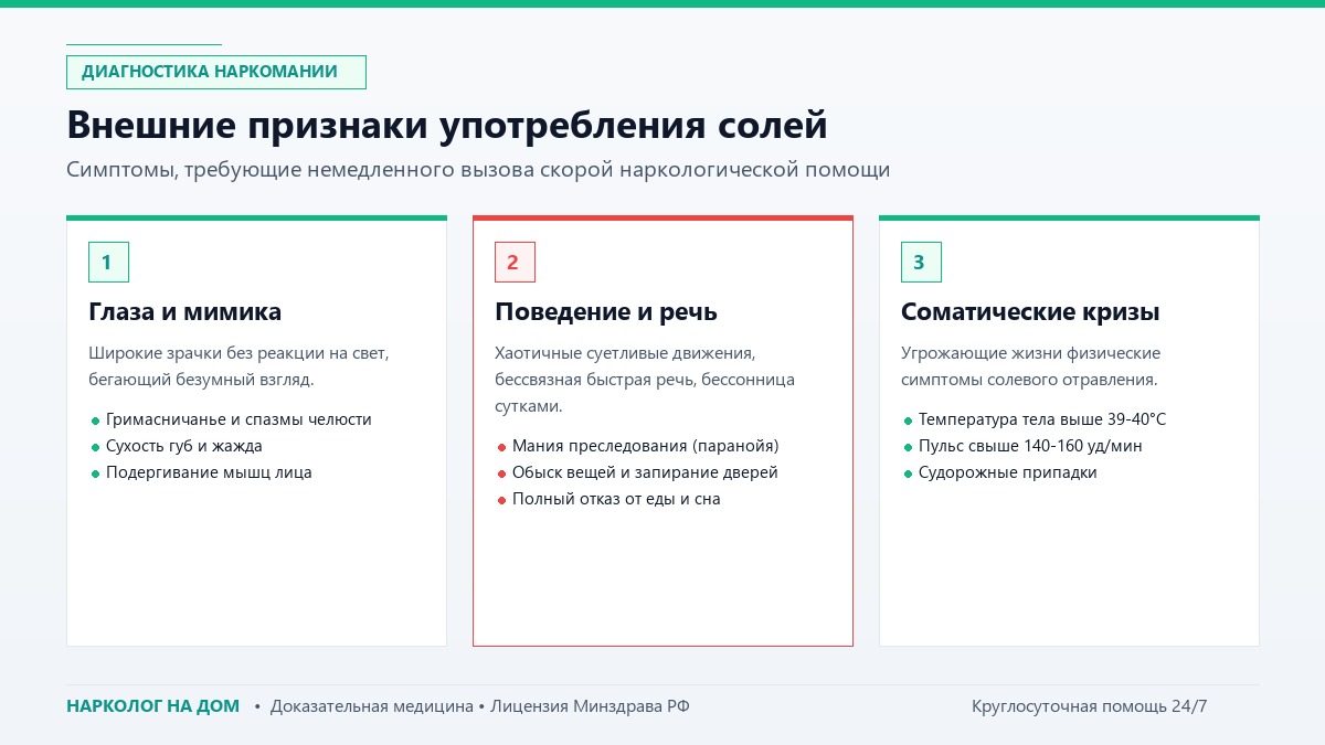 Внешние признаки употребления солей